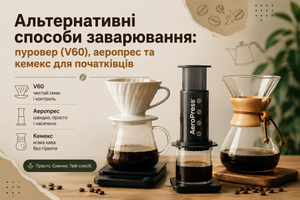 Альтернативні способи заварювання: пуровер (V60), аеропрес та кемекс для початківців фото